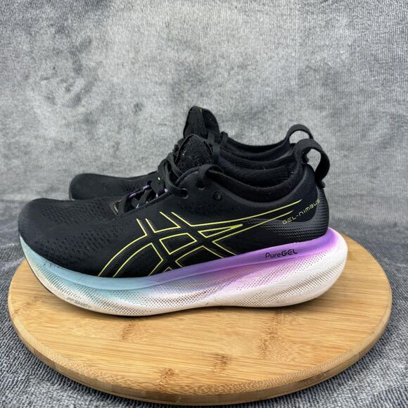 ASICS Gel Nimbus 25 Shoes Womens Size 7 Black Rainbow PureGEL Running Sneakers - Picture 3 of 10